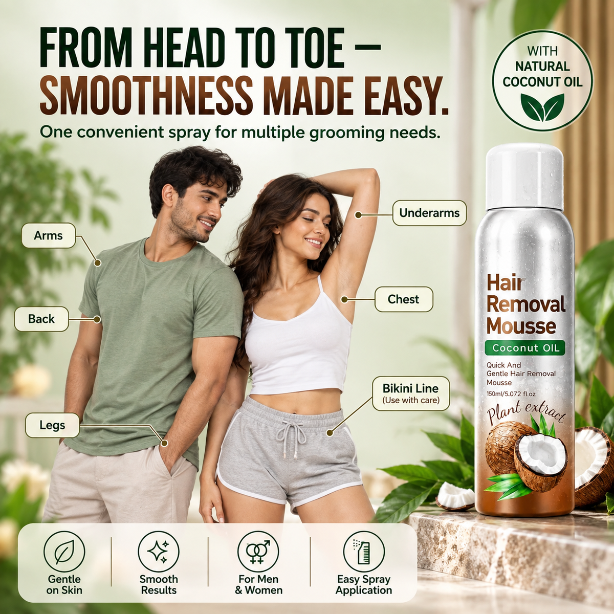 Hair Removal Spray for Men & Women