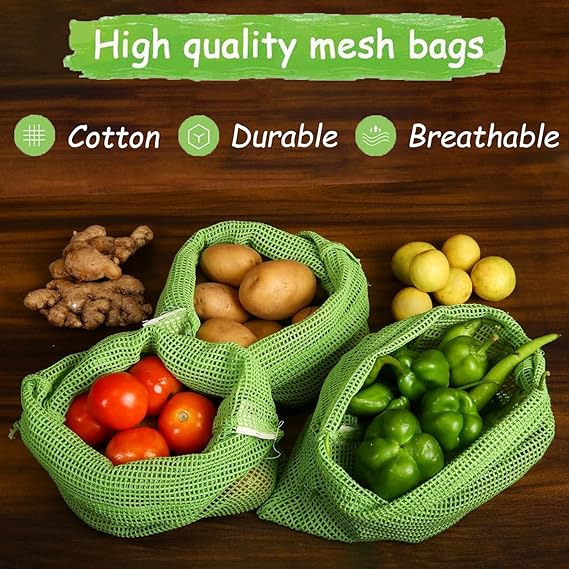 Natural Cotton Vegetables Bags For Fridge Storage