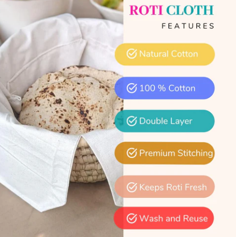 WarmNest™ - Double Layer Cotton Roti Cover Wrap