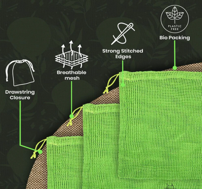 Natural Cotton Vegetables Bags For Fridge Storage