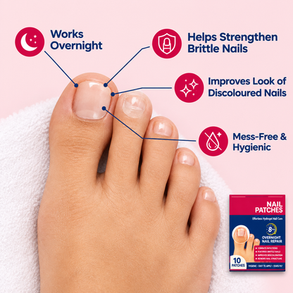 NailRevive patch on toenail with key benefits