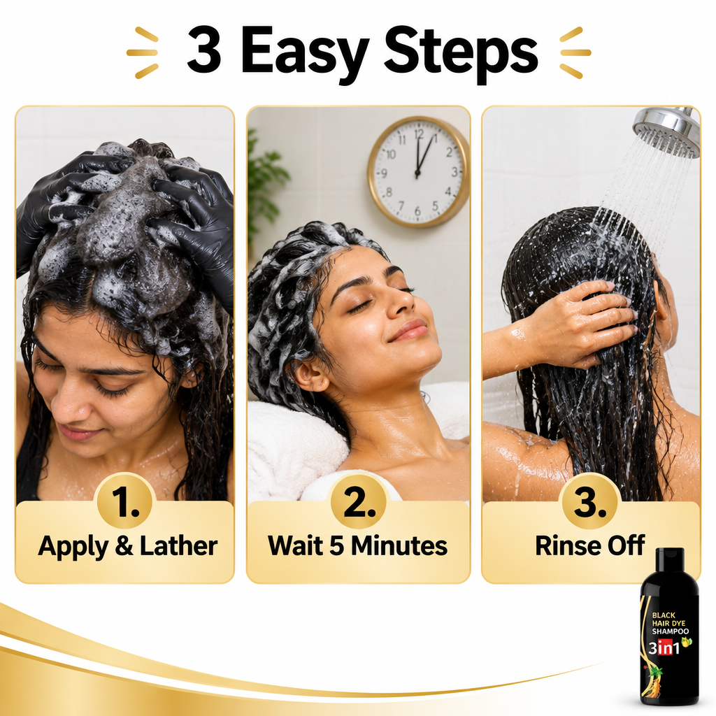 How to use BlackGlow hair colour shampoo in 3 easy steps