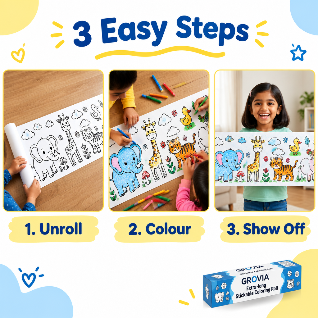How to use DoodleRoll colouring roll in 3 easy steps