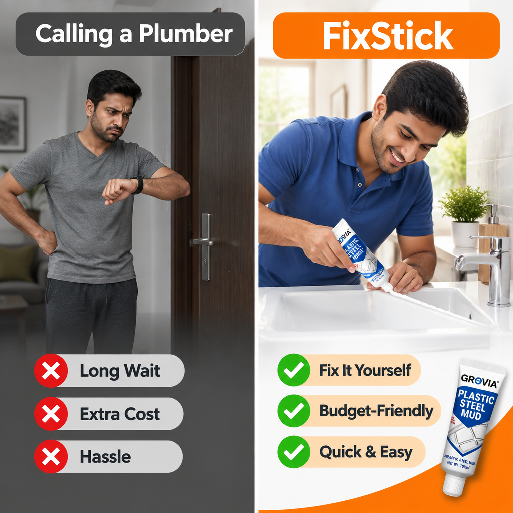 Calling a plumber compared with DIY repair using FixStick