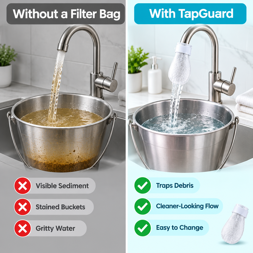 Tap water with and without a TapGuard filter bag