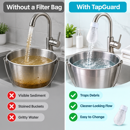 Tap water with and without a TapGuard filter bag