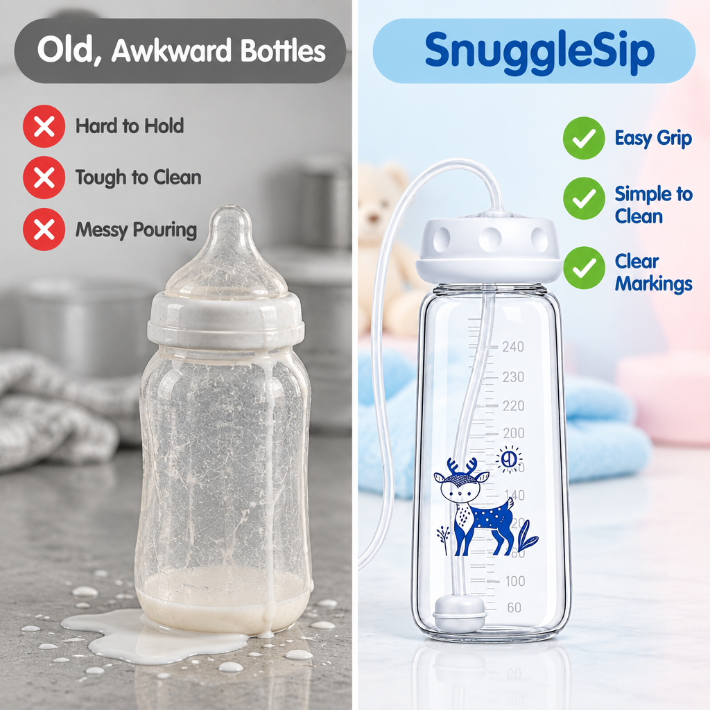 SnuggleSip vs ordinary bottle comparison