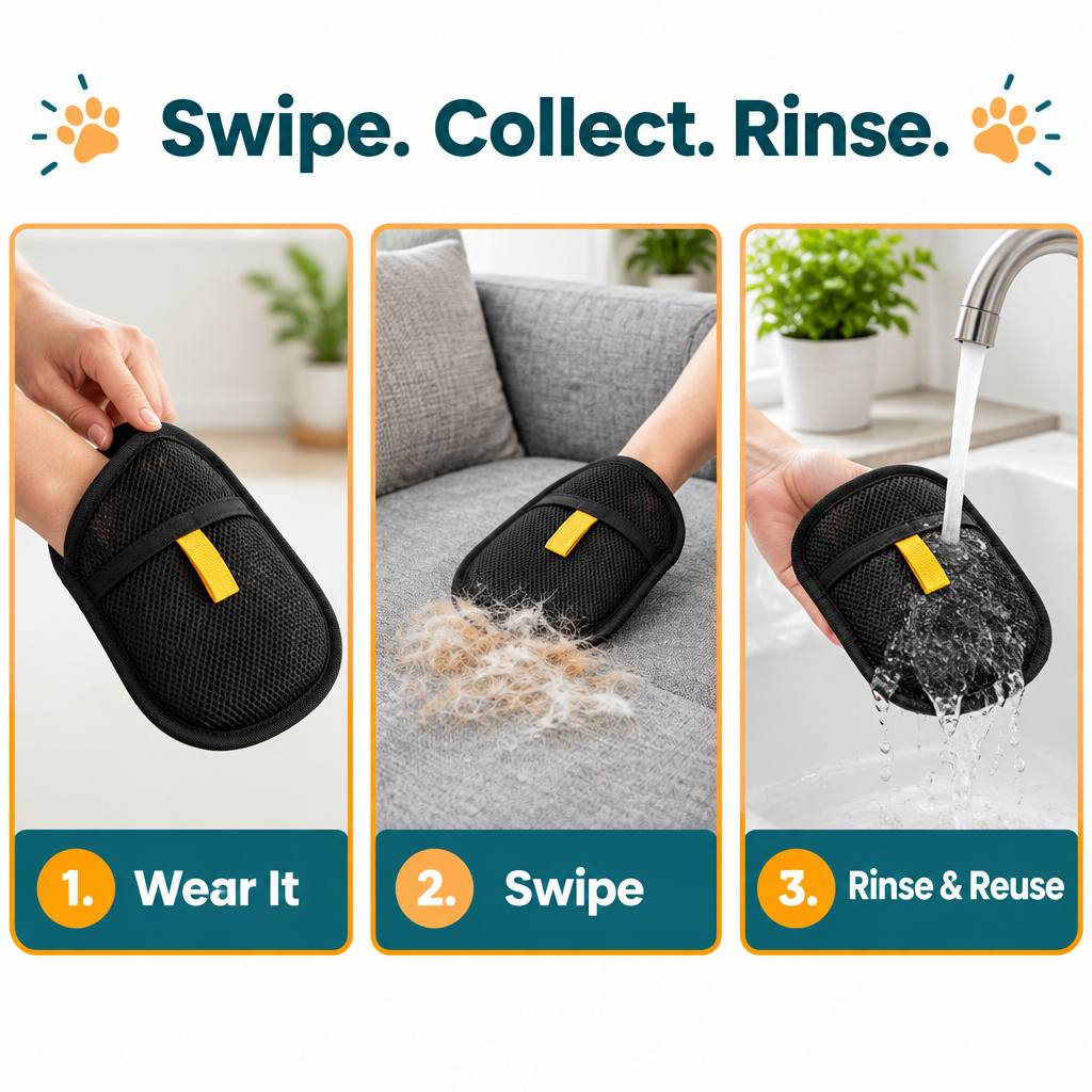 Swipe, collect, rinse - how to use FurrGlove