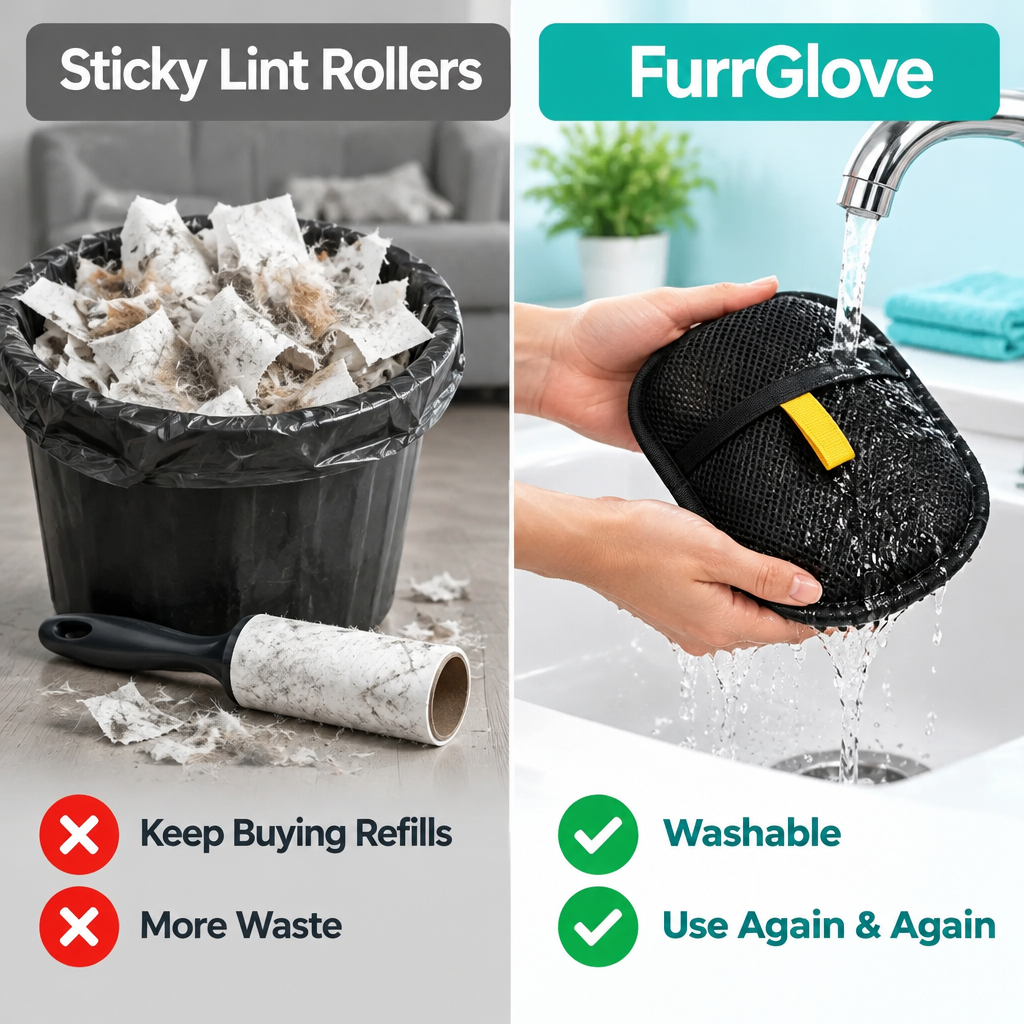 Sticky lint rollers vs washable FurrGlove
