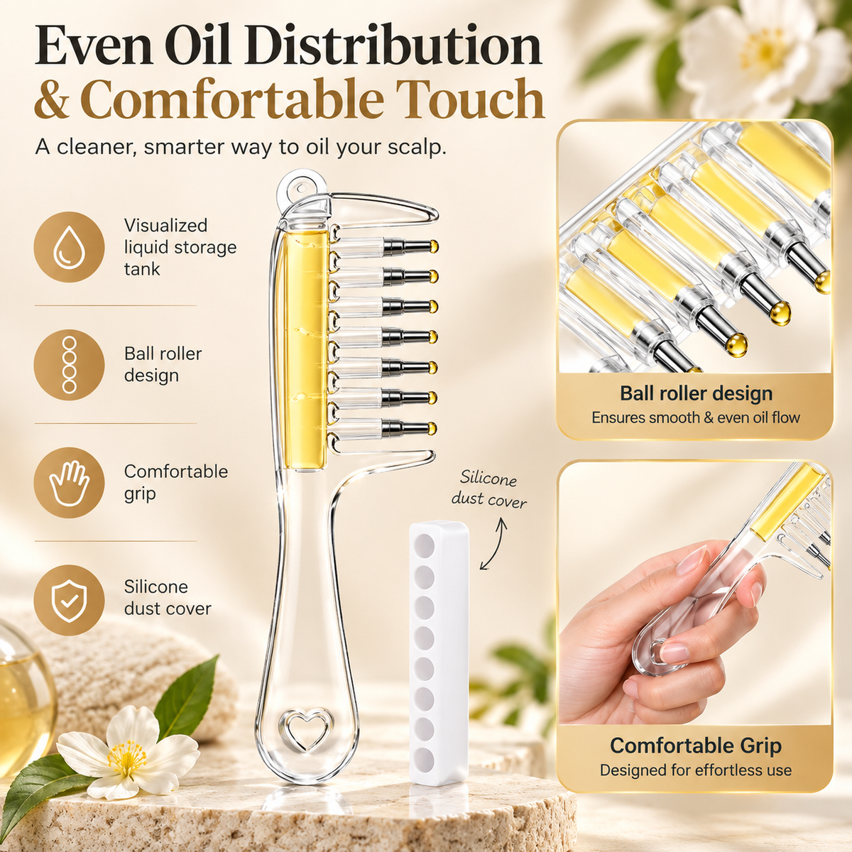 ScalpEase™ Scalp Oil Applicator Comb