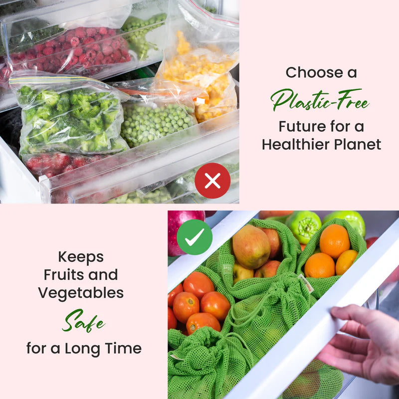 Natural Cotton Vegetables Bags For Fridge Storage