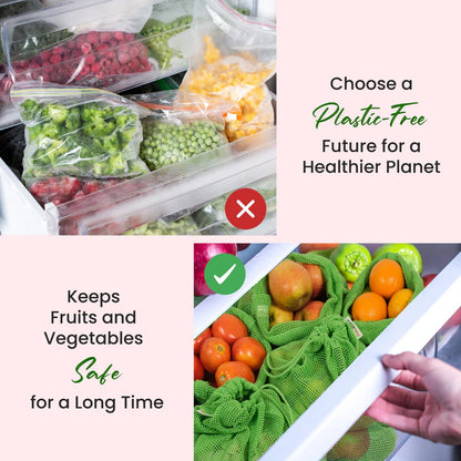 Natural Cotton Vegetables Bags For Fridge Storage